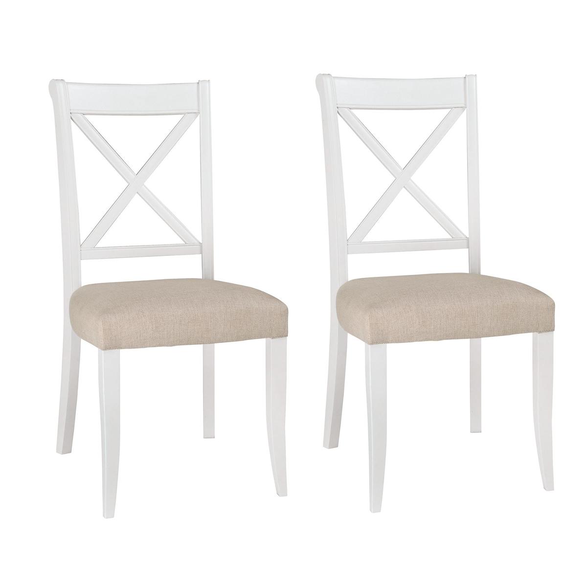 Eaton Olive Grey Pair of Fabric Cross Back Dining Chairs Grey – image 2