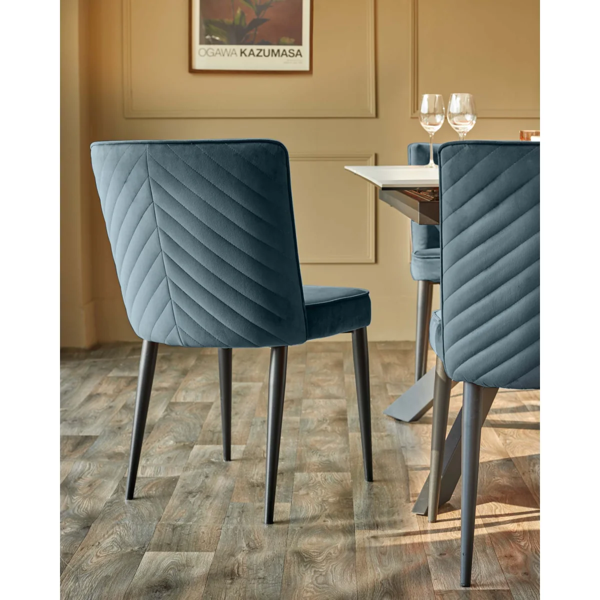 Serena Blue Grey Velvet Dining Chair – image 3