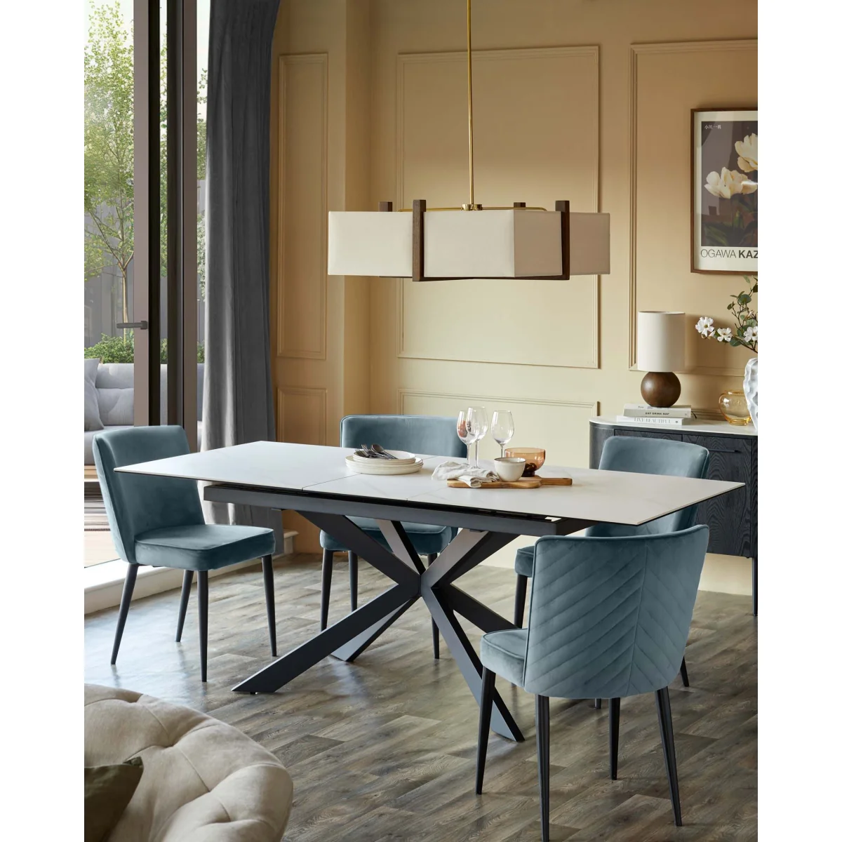 Serena Blue Grey Velvet Dining Chair – image 4
