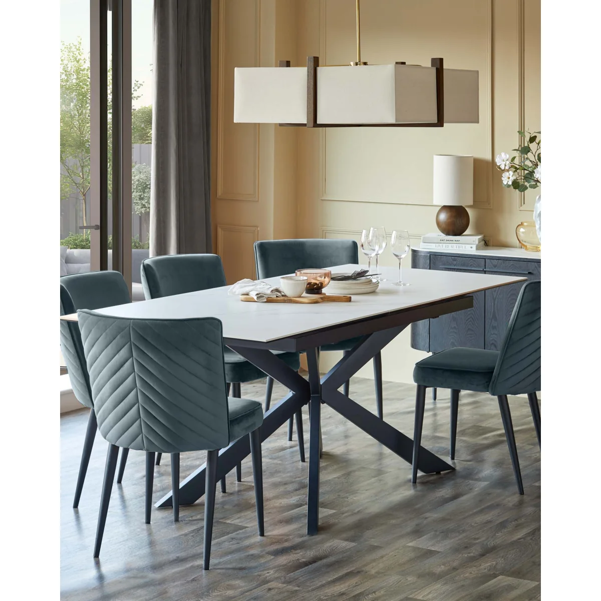 Serena Blue Grey Velvet Dining Chair – image 5