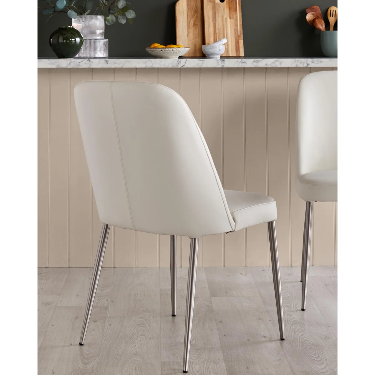 Deco White Real Leather Dining Chair – image 3