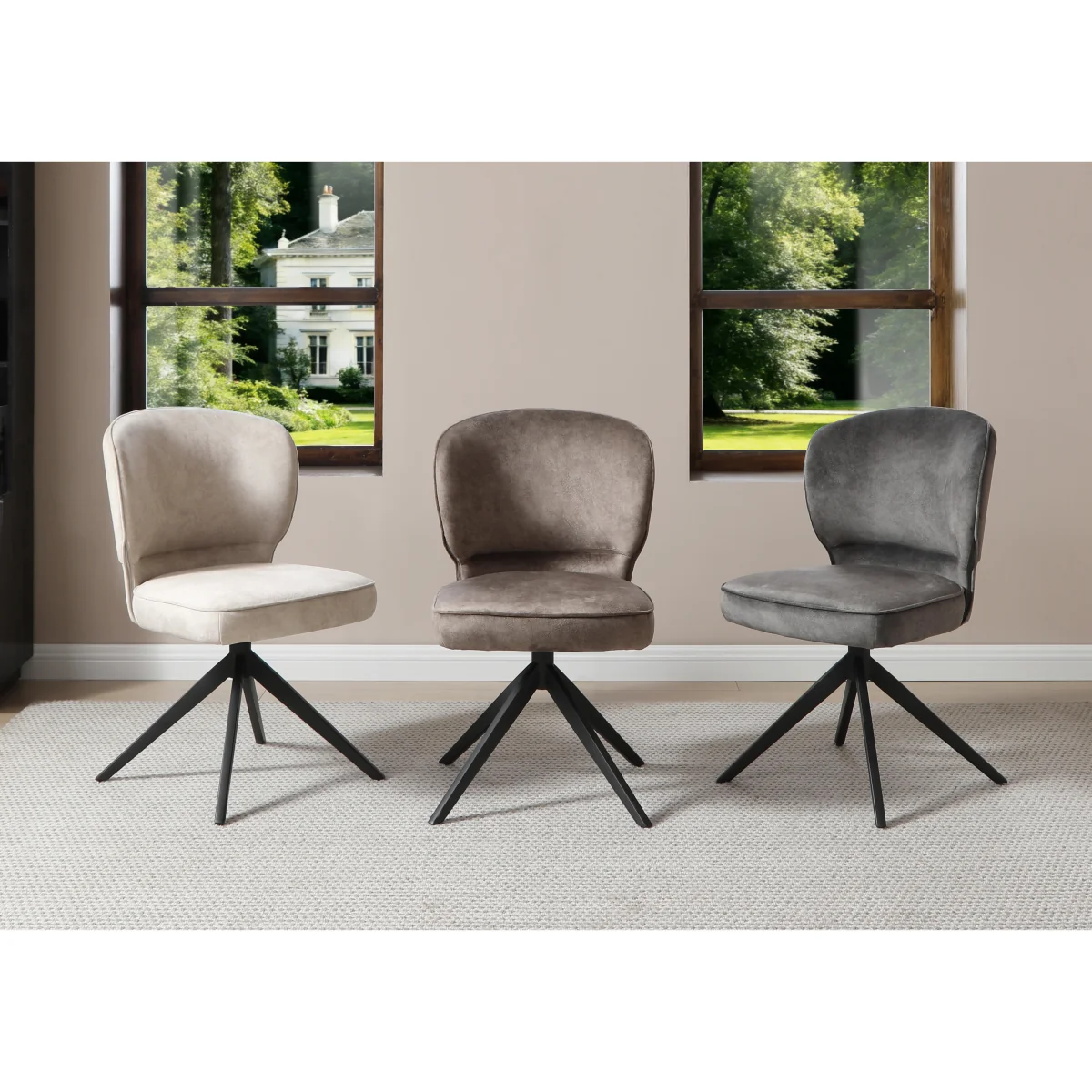 Imperium Pair of Fabric Swivel Dining Chairs - Chocolate – image 2