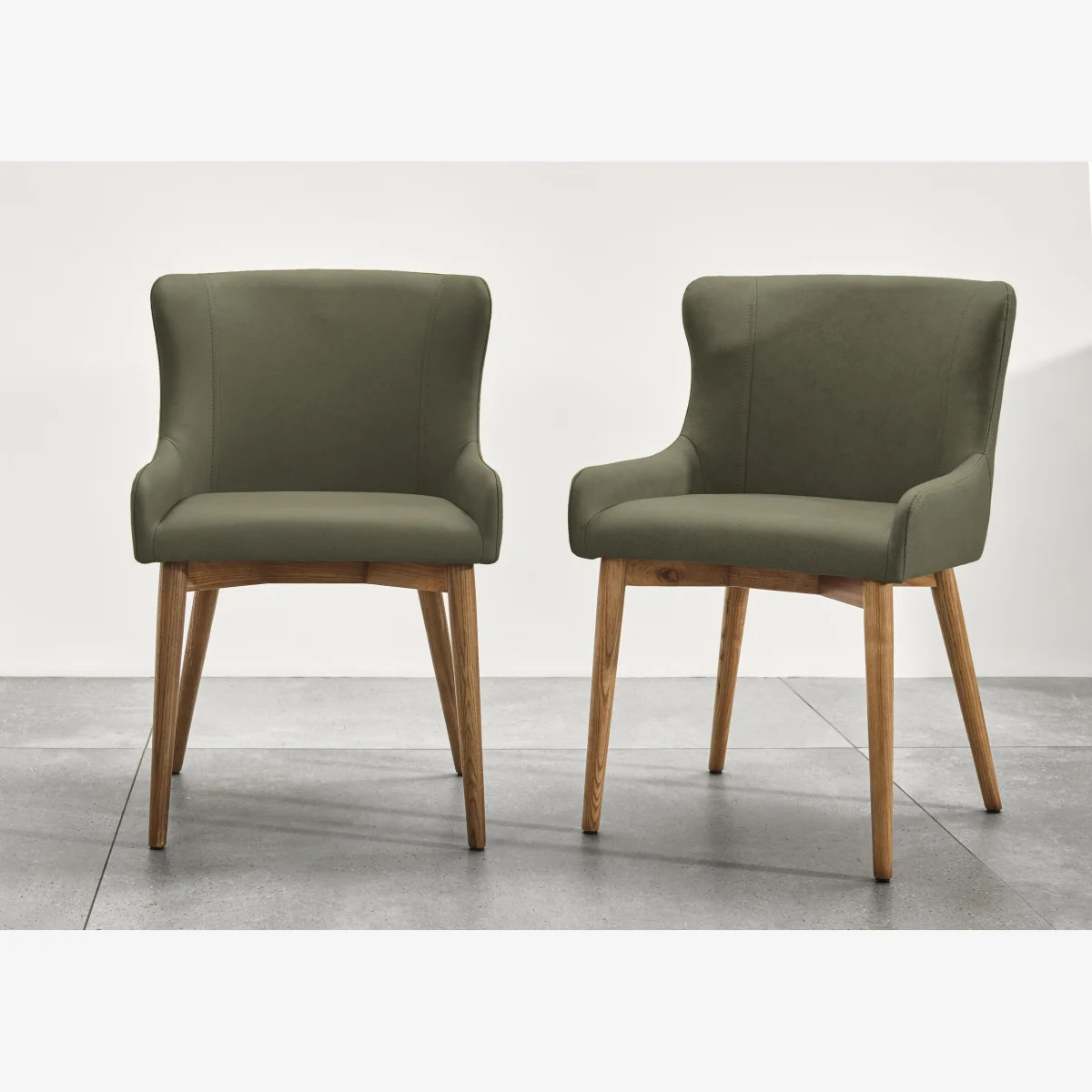 Sansa Set of 4 Faux Leather Dining Chairs with Wooden Legs - Green - In Time for Christmas – image 1