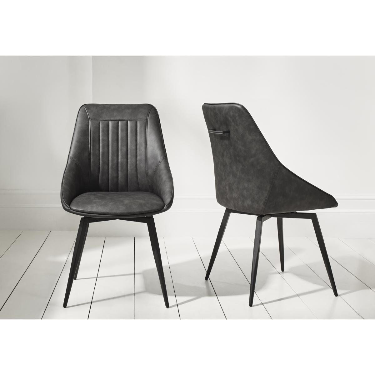Crete Set of 6 Faux Leather Swivel Dining Chairs – image 2