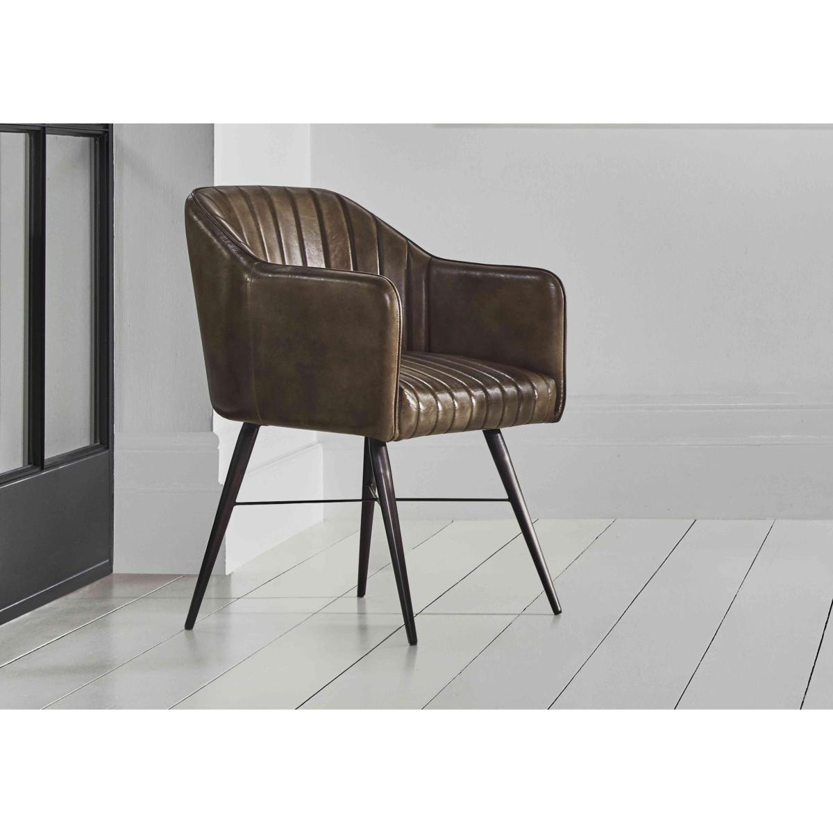 Max Set of 6 Leather Dining Chairs - Walnut Brown – image 2