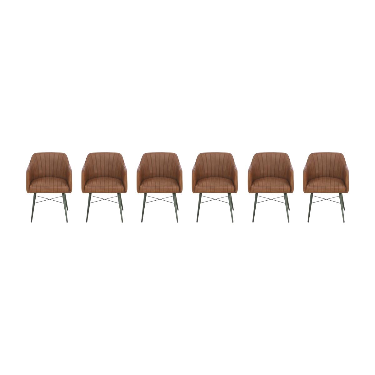 Max Set of 6 Leather Dining Chairs - Walnut Brown – image 1
