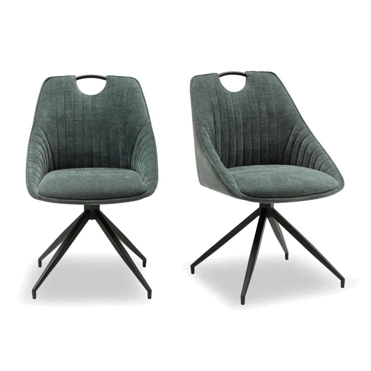 Petra Pair of Fabric Swivel Dining Chairs - Green – image 1