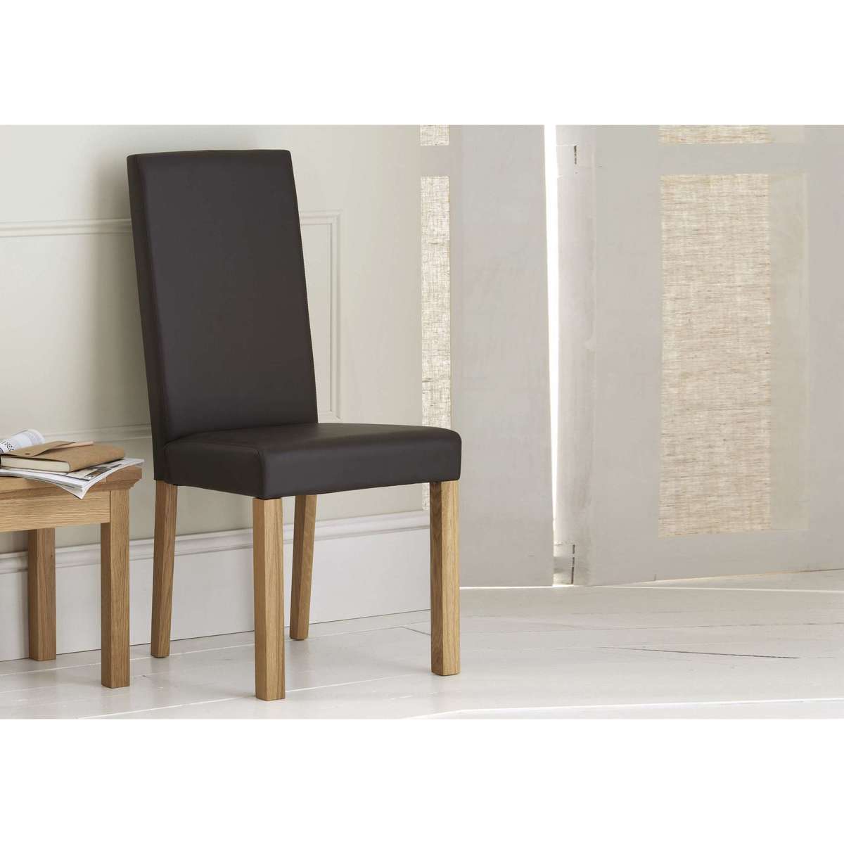Compton Pair of Oak Upholstered Dining Chairs – image 3