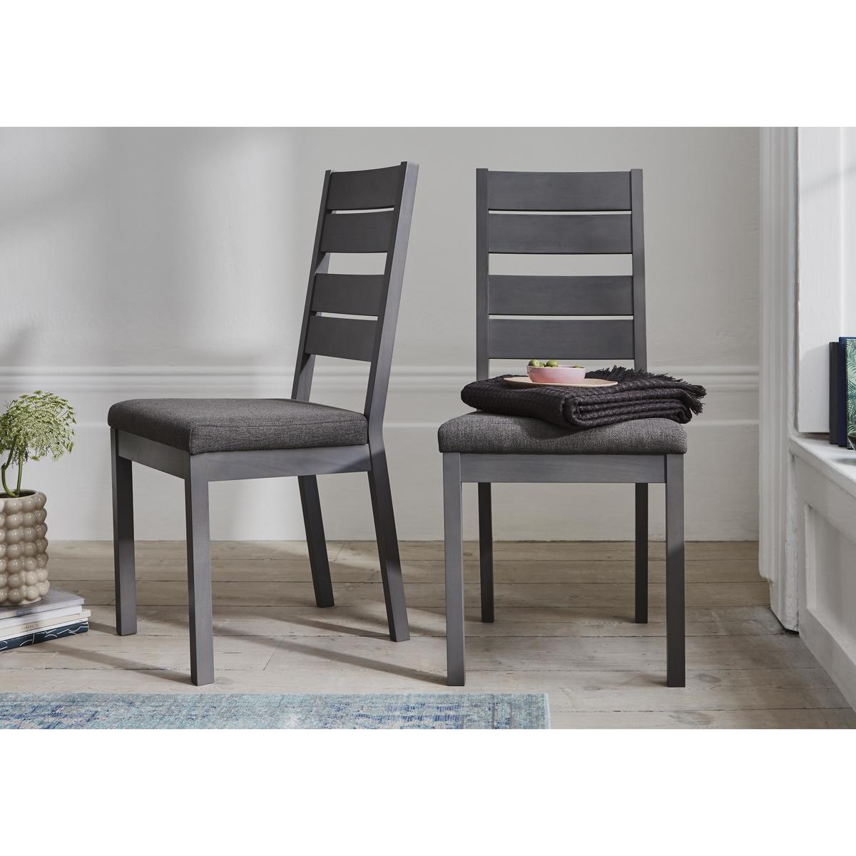 Cayenne Pair of Slatted Back Dining Chairs - Grey – image 2