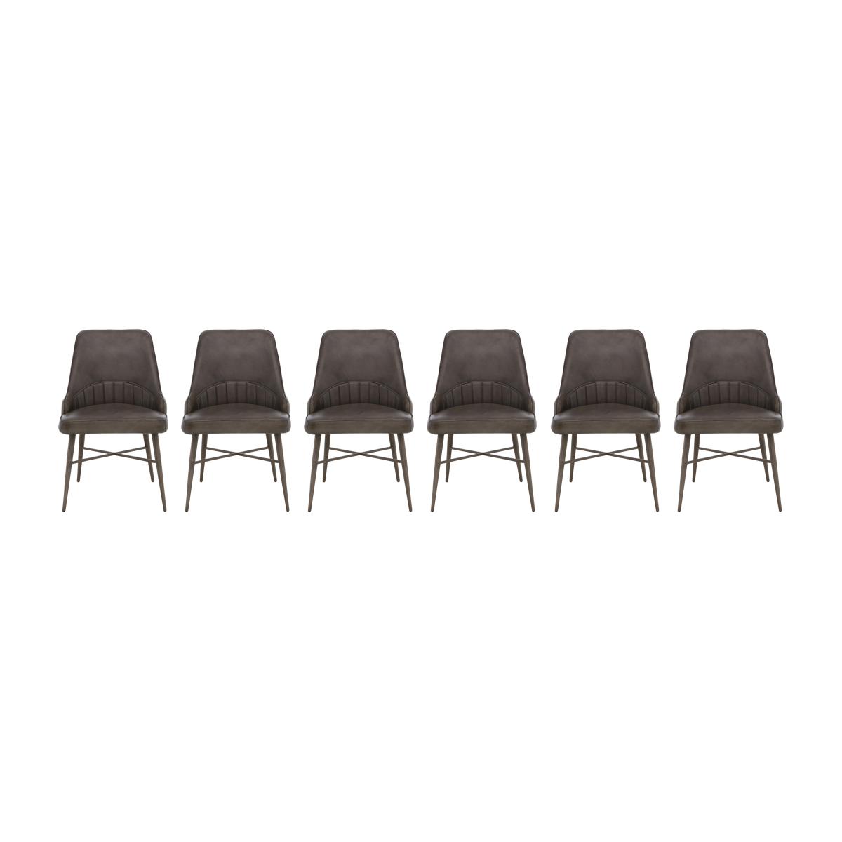 Val Set of 6 Leather Dining Chairs - Dark Grey – image 1