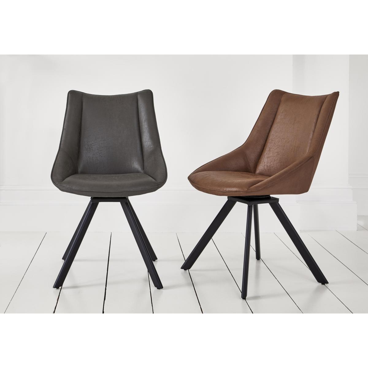 Lucio Set of 6 Faux Leather Swivel Dining Chairs – image 2