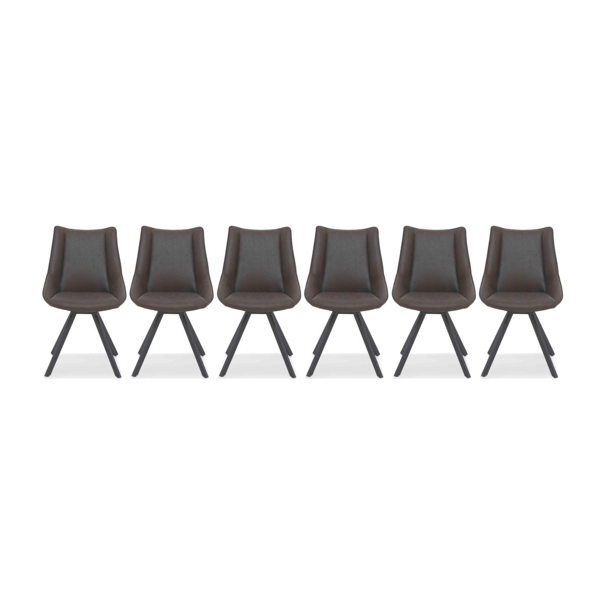 Lucio Set of 6 Faux Leather Swivel Dining Chairs – image 1