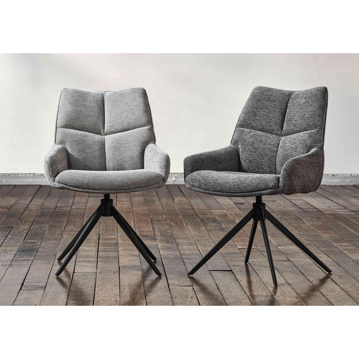 Kiara Pair of Fabric Swivel Dining Chairs – image 2