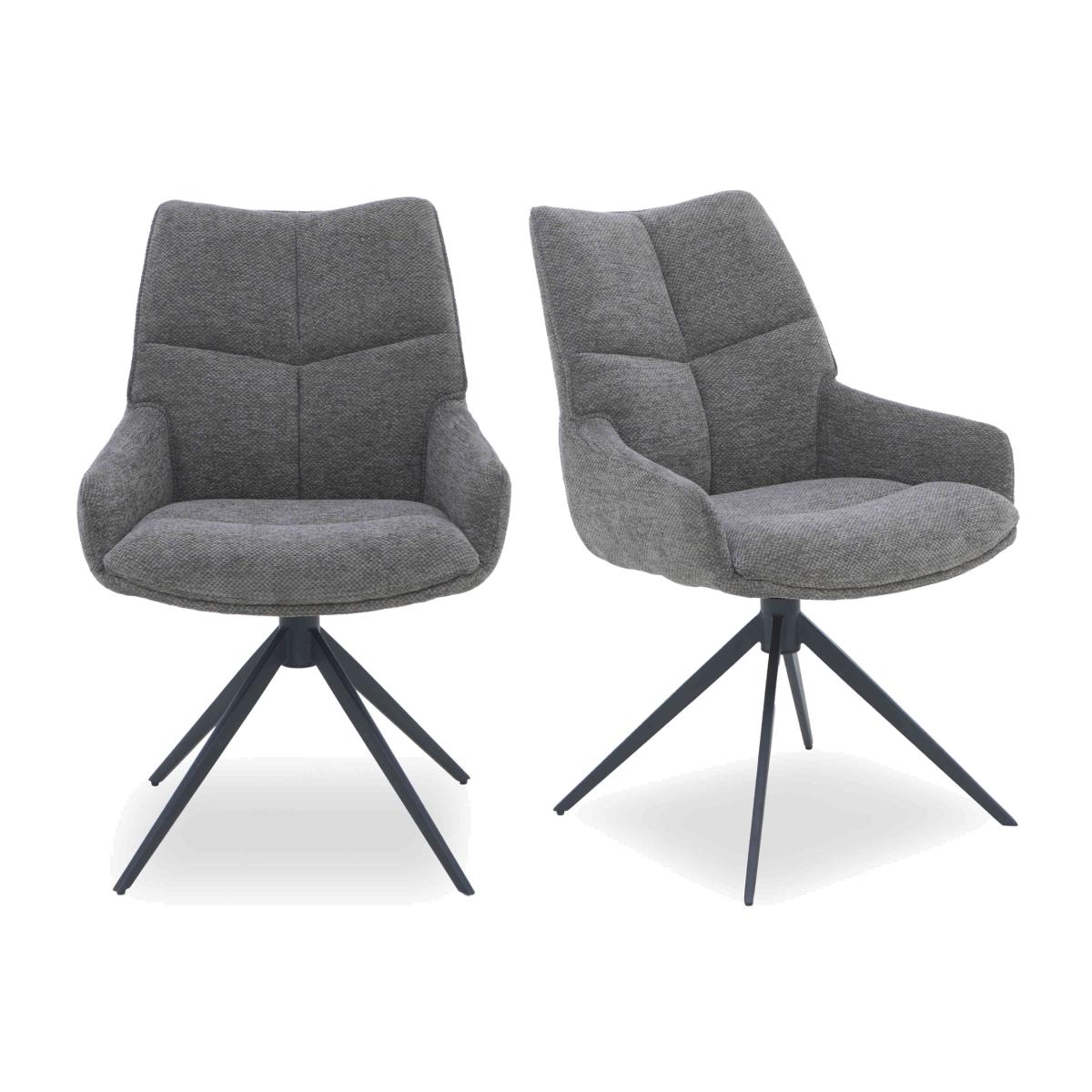 Kiara Pair of Fabric Swivel Dining Chairs – image 1