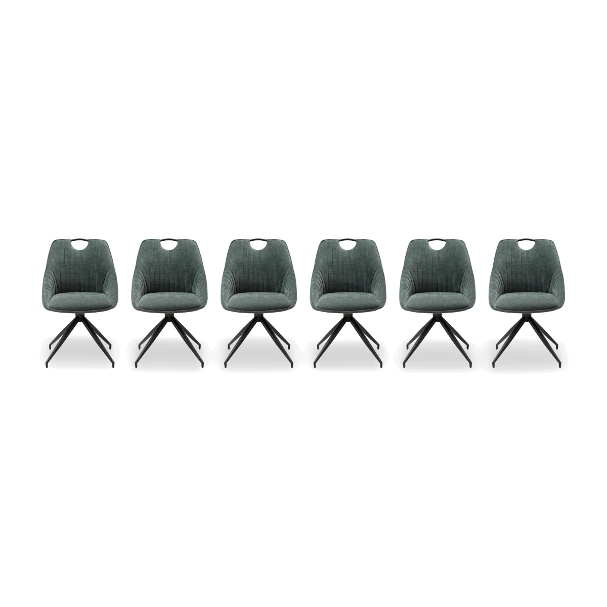 Petra Set of 6 Fabric Swivel Dining Chairs - Green – image 1
