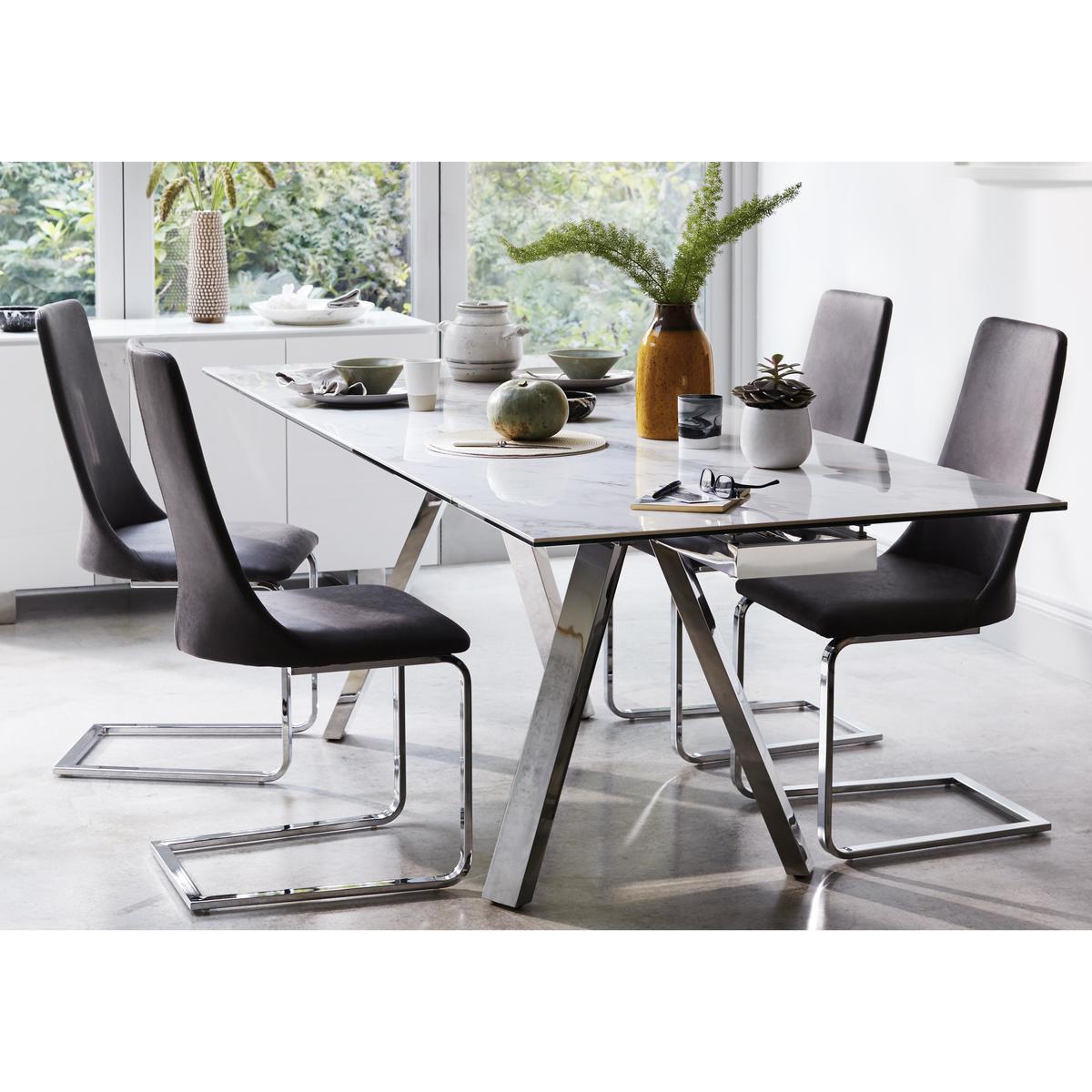 Nevada Pair of Faux Leather Dining Chairs - Grey – image 2