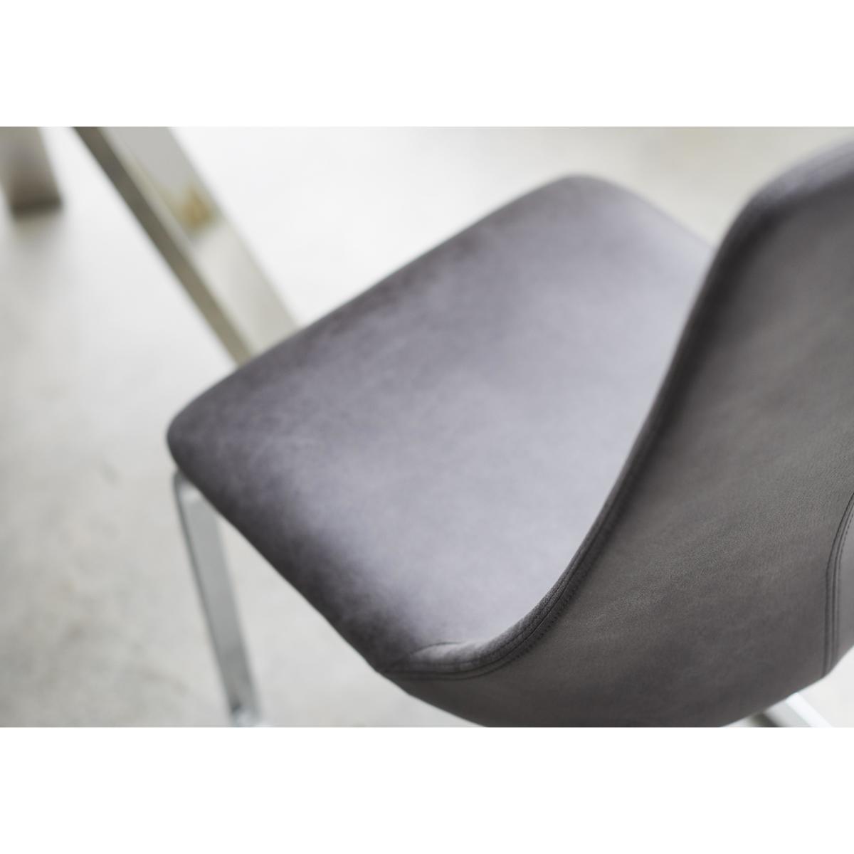 Nevada Pair of Faux Leather Dining Chairs - Grey – image 3