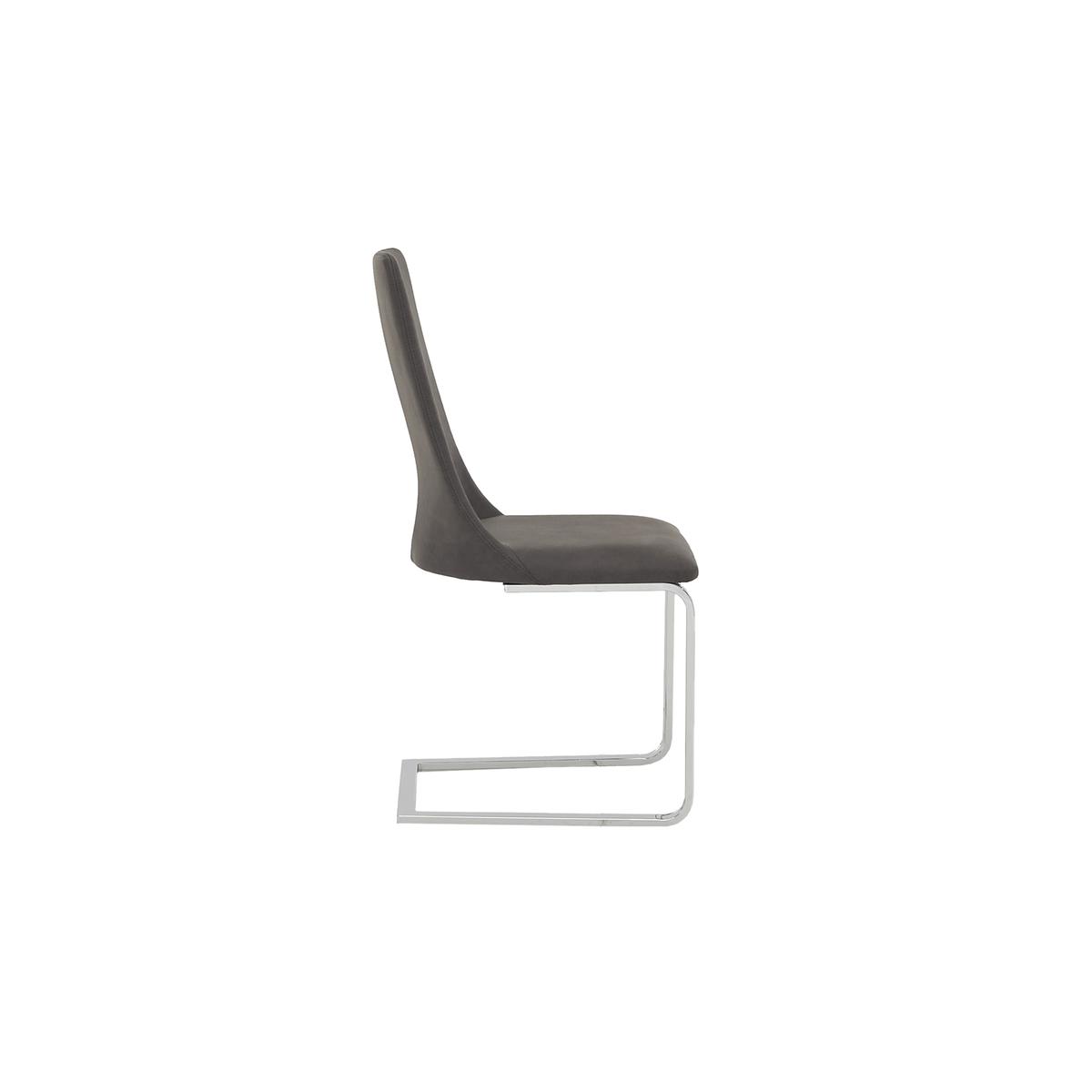 Nevada Pair of Faux Leather Dining Chairs - Grey – image 4