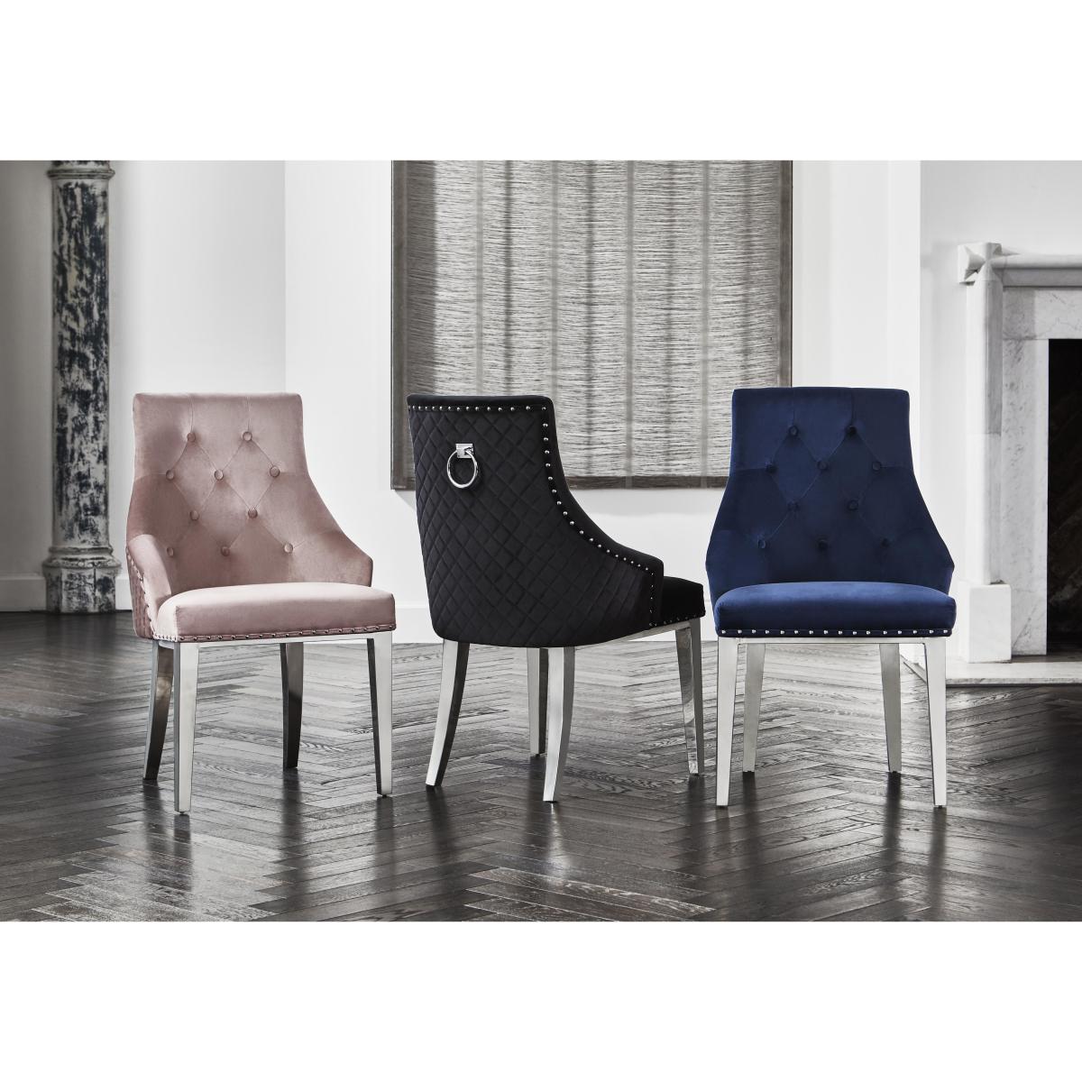 Dolce Set of 6 Button Back Dining Chairs - Navy – image 2