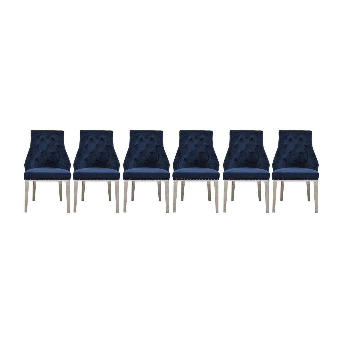 Dolce Set of 6 Button Back Dining Chairs - Navy – image 1