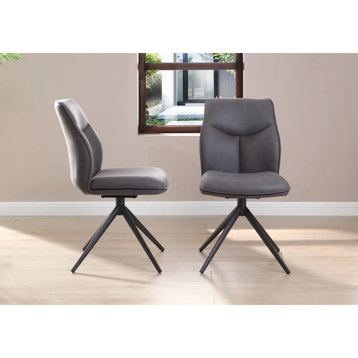 Bastille Pair of Faux Leather Swivel Dining Chairs – image 2