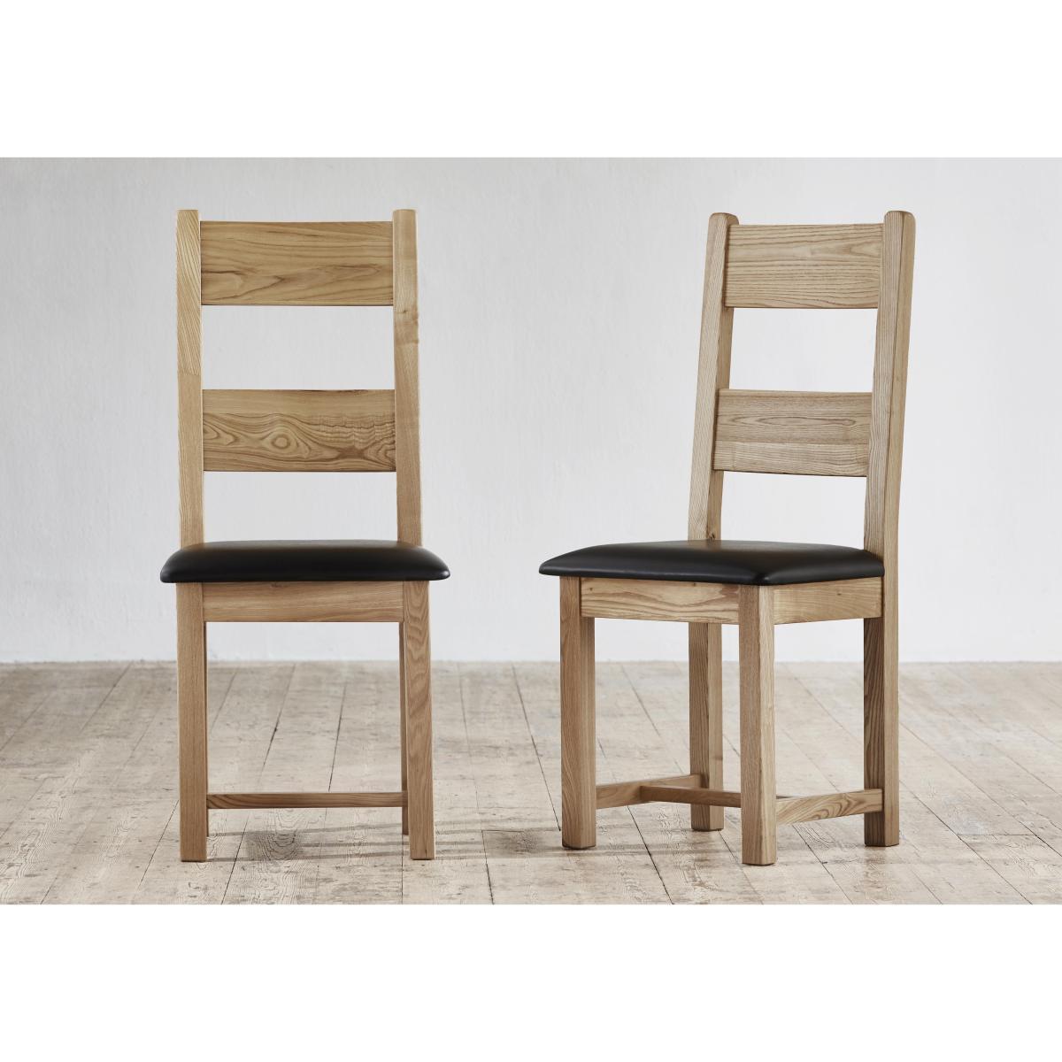 Furnitureland - California Pair of Wooden Ladder Back Dining Chairs - Brown – image 2