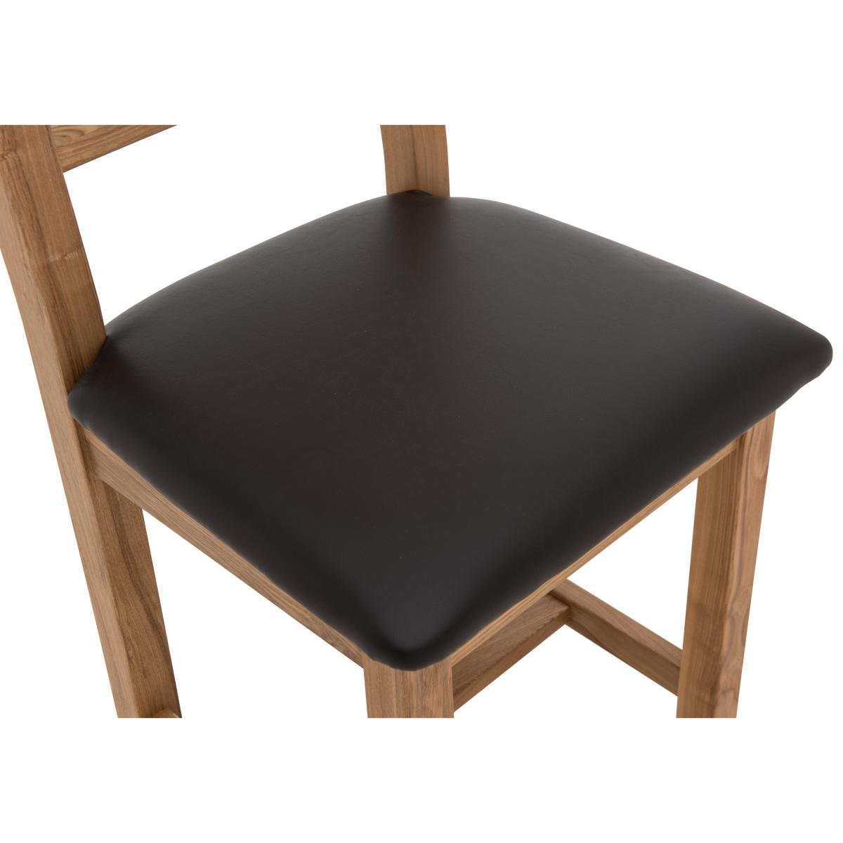 Furnitureland - California Pair of Wooden Ladder Back Dining Chairs - Brown – image 4