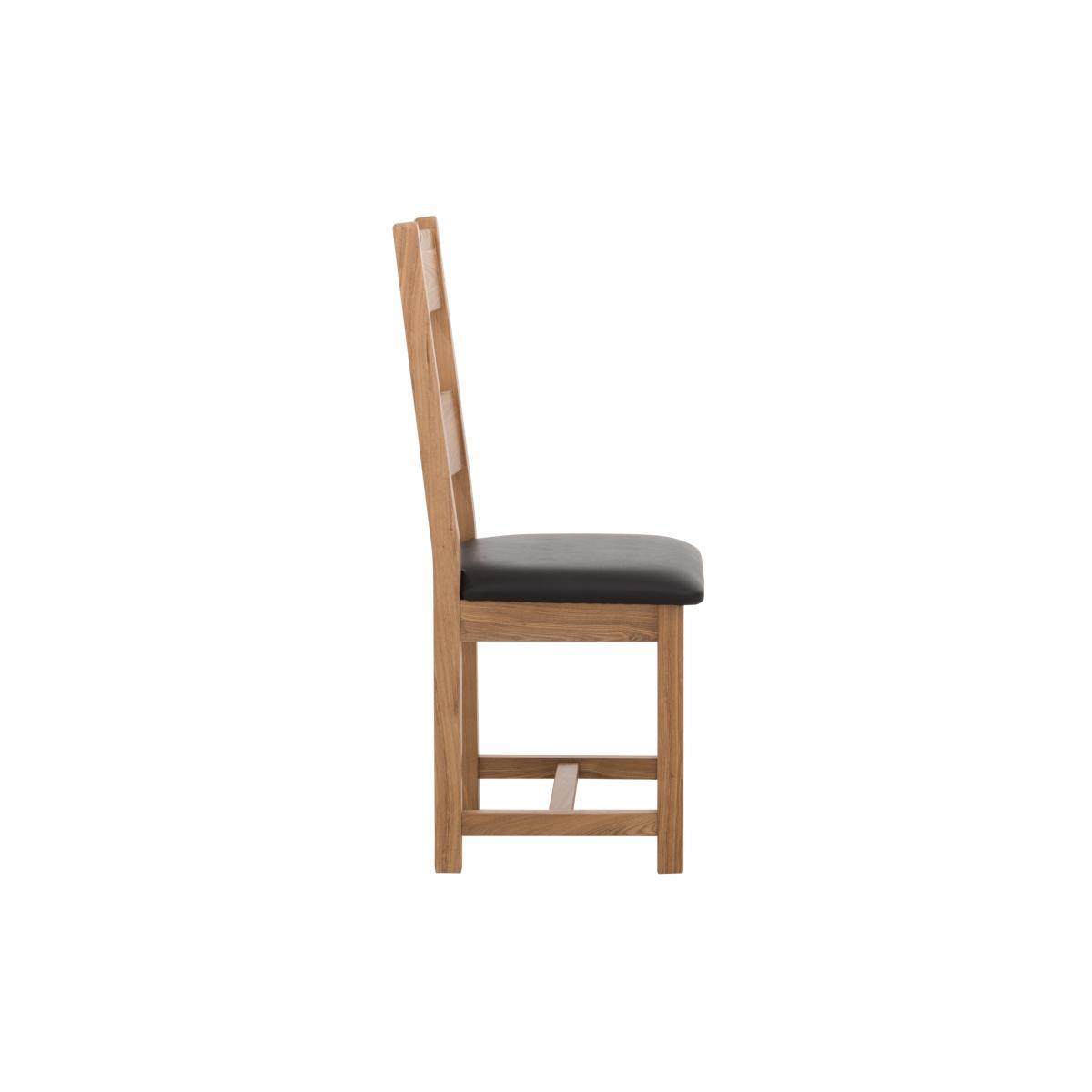 Furnitureland - California Pair of Wooden Ladder Back Dining Chairs - Brown – image 7