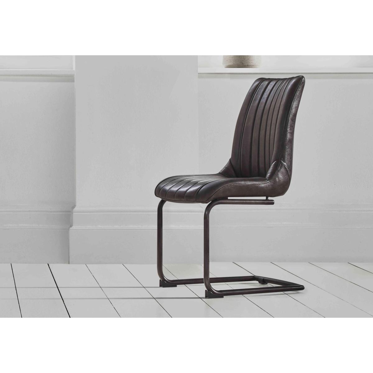 Dee Cantilever Leather Dining Chair - Grey – image 2