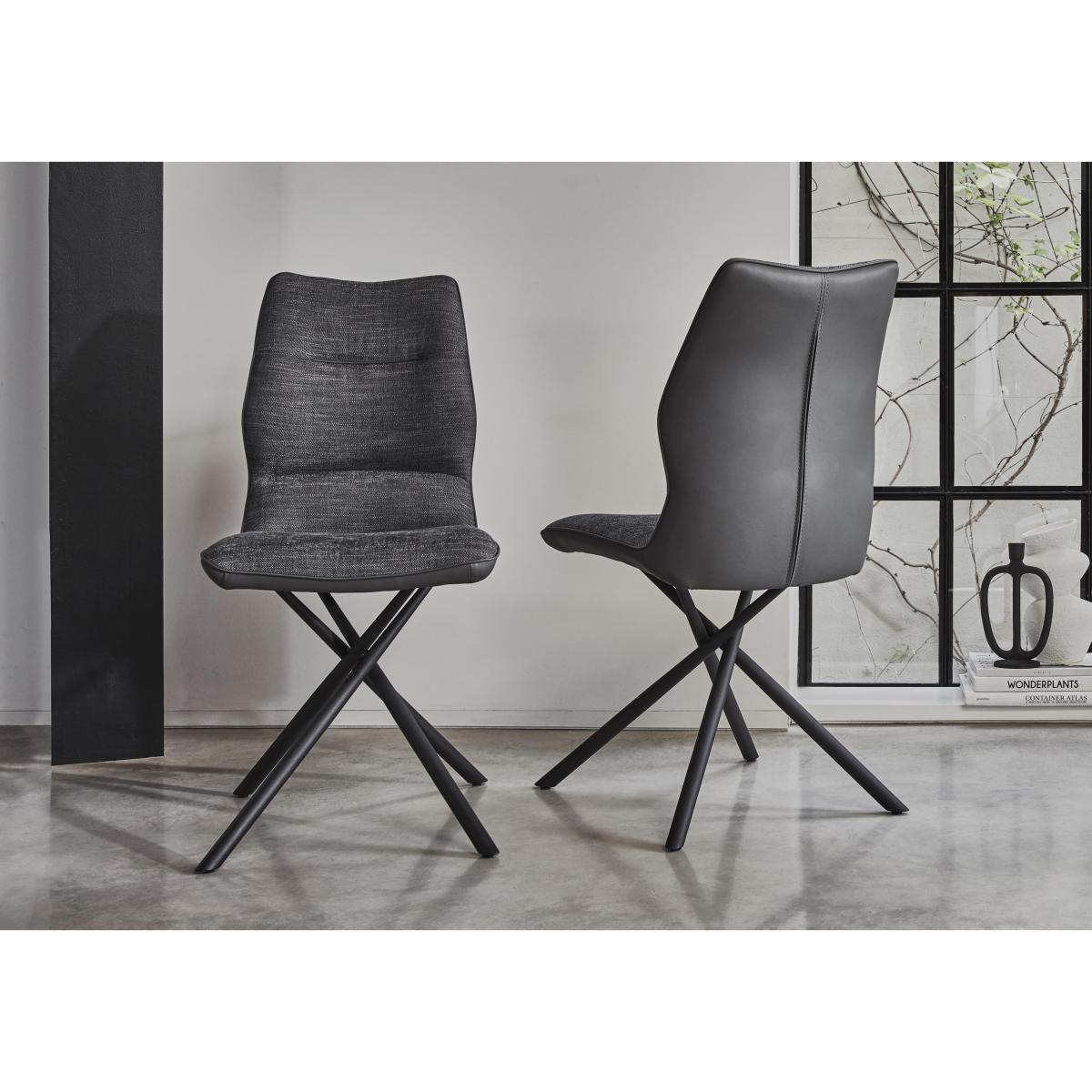 Zeppelin Pair of Grey Fabric Side Dining Chairs – image 2