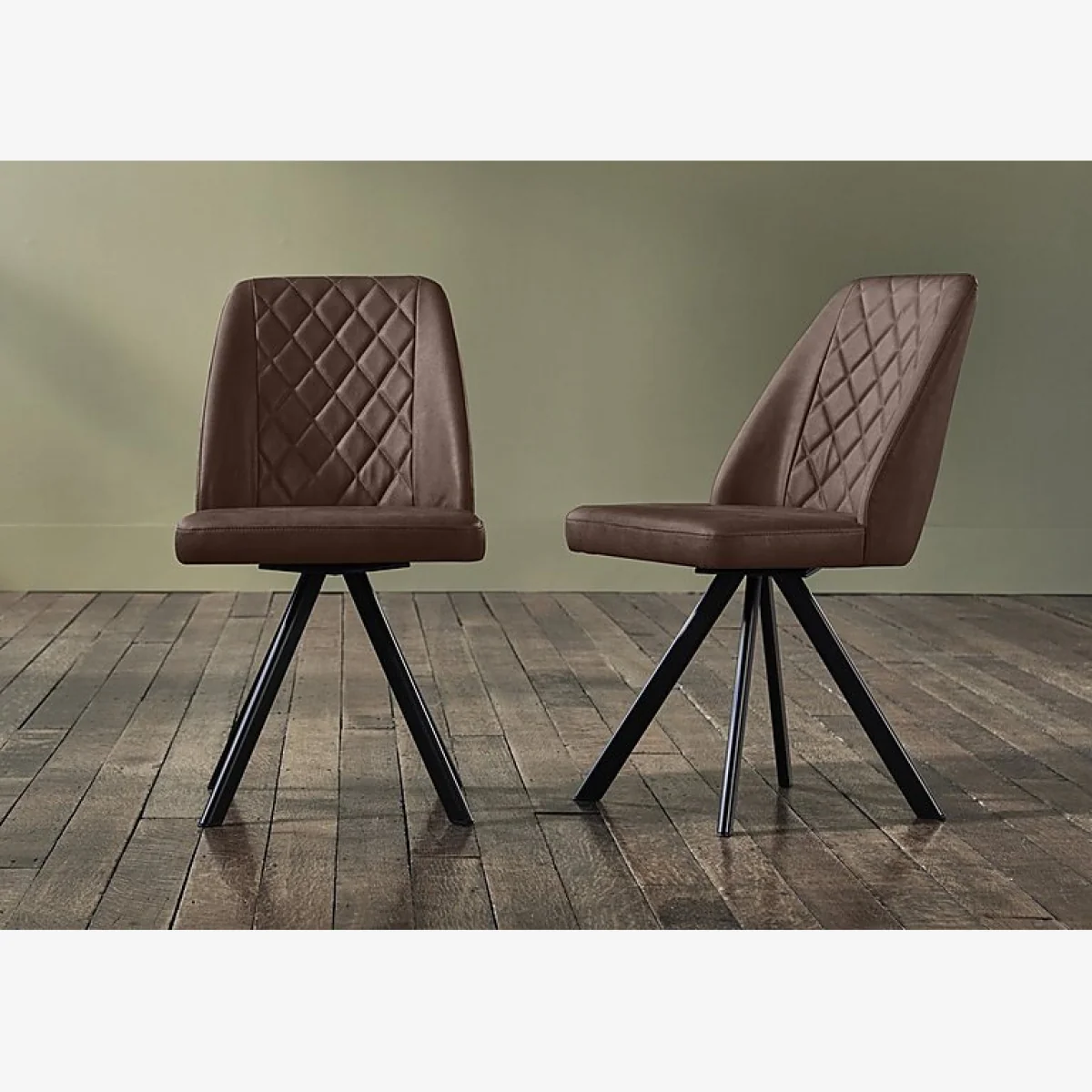 Mars Set of 6 Faux Leather Swivel Dining Chairs
