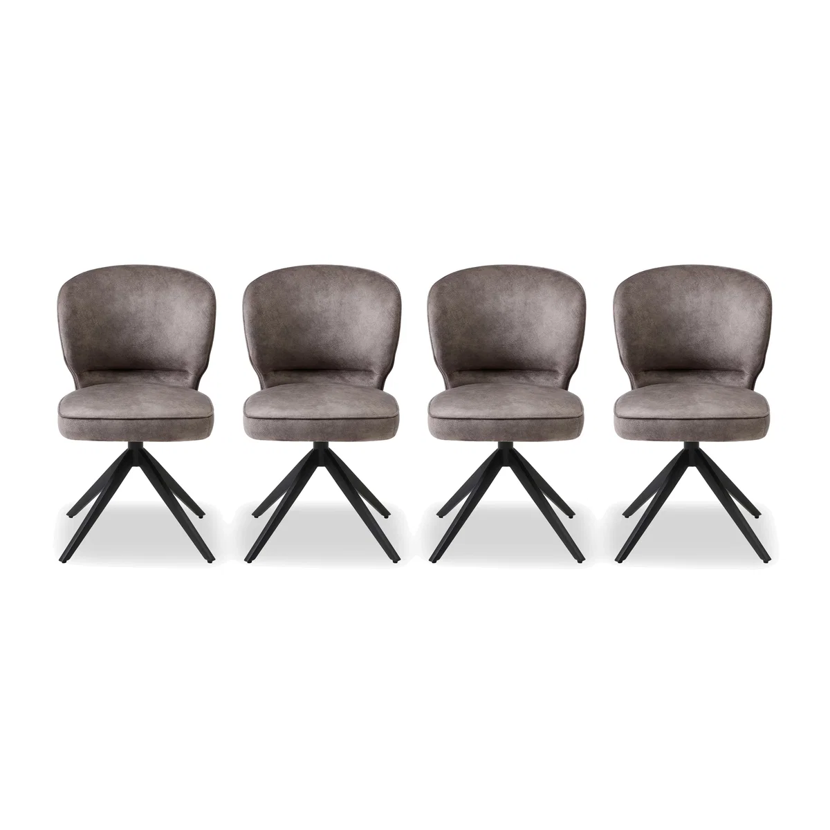 Imperium Set of 4 Fabric Swivel Dining Chairs - Chocolate – image 1