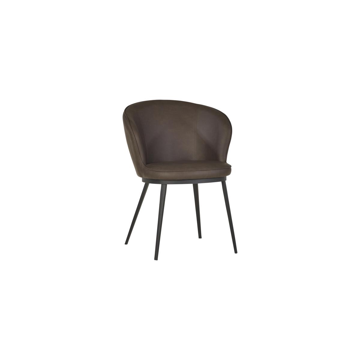 Hela Pair of Faux Leather Curved Dining Chairs with Metal Legs – image 3