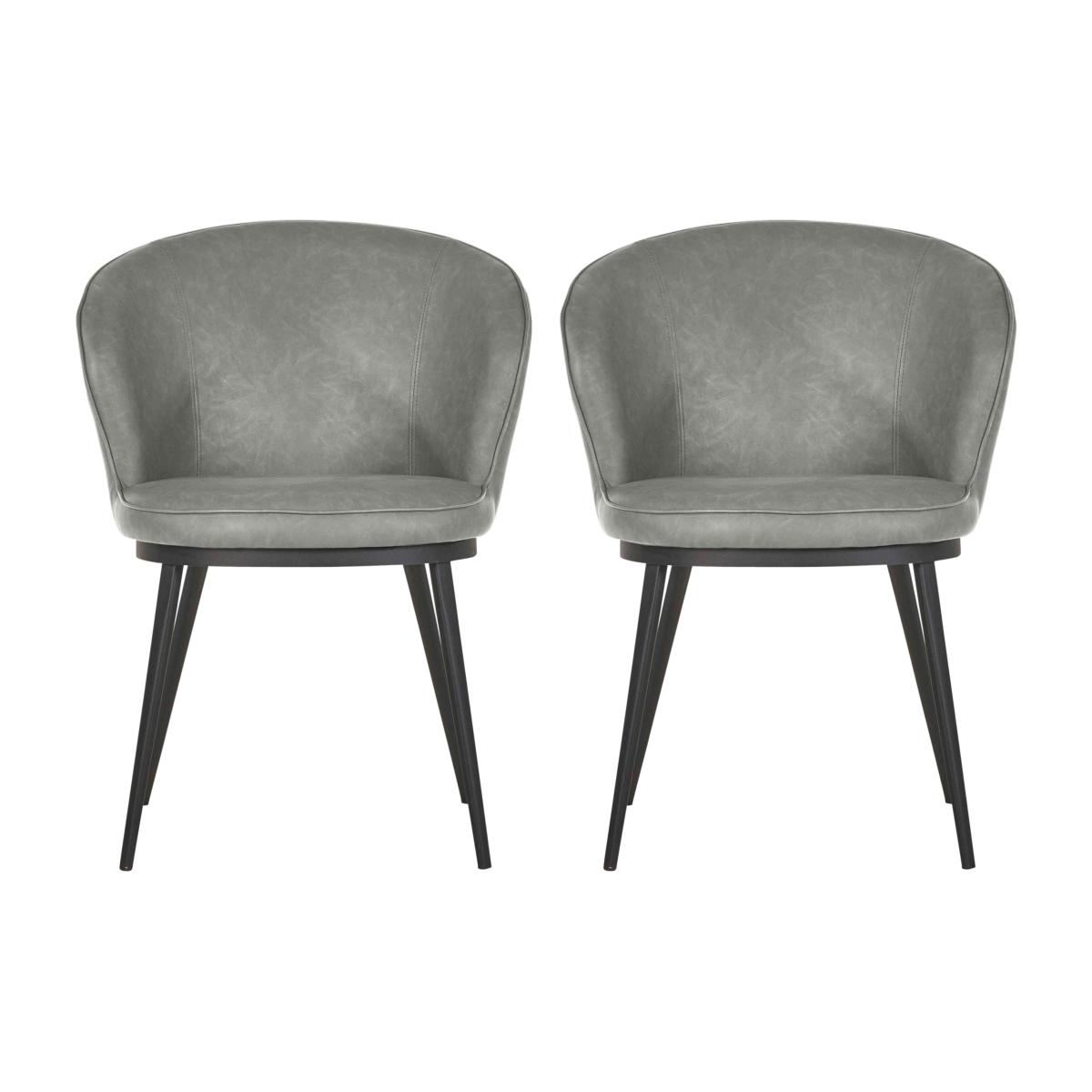 Hela Pair of Faux Leather Curved Dining Chairs with Metal Legs – image 1