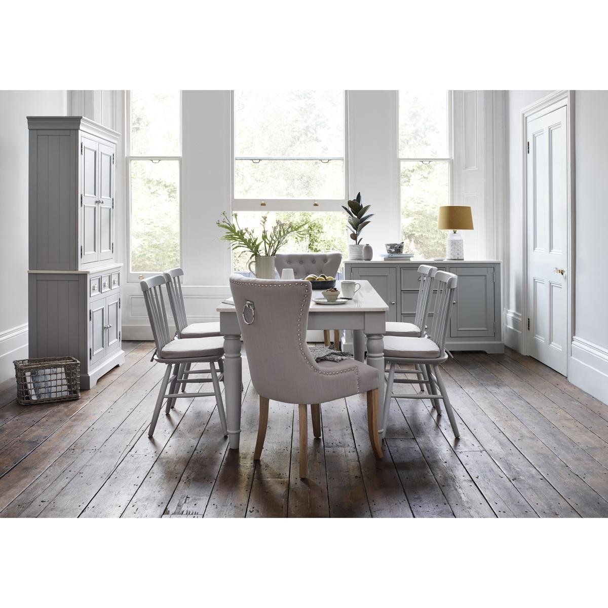 Padstow Pair of Almond Button Back Chairs - Grey – image 3
