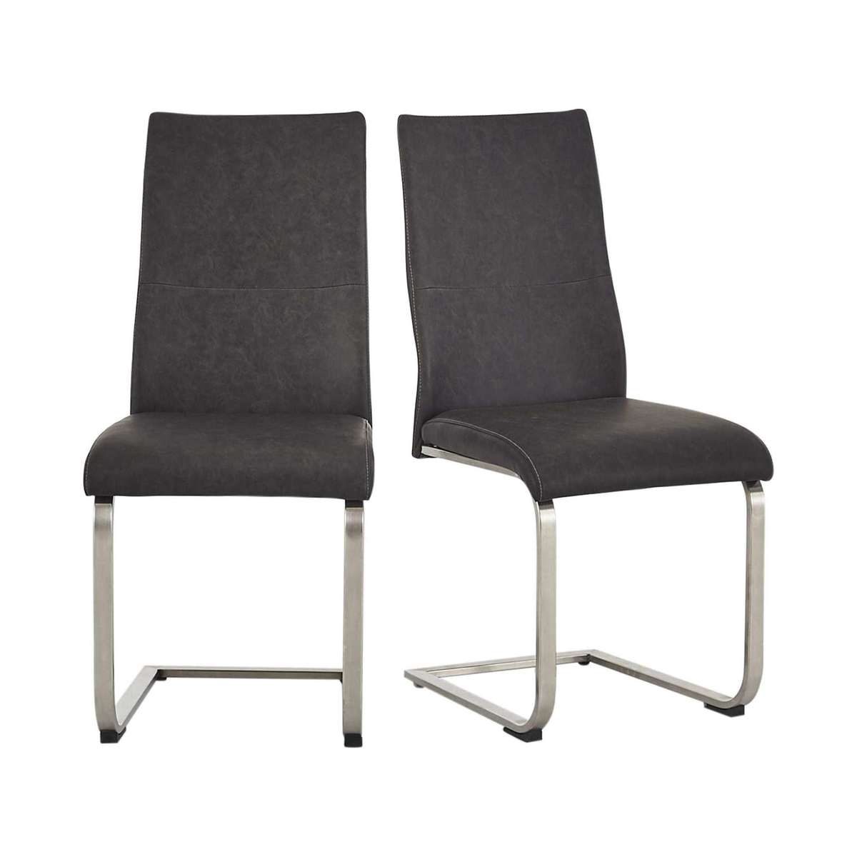 Flow Pair of Grey Faux Leather Chairs – image 2