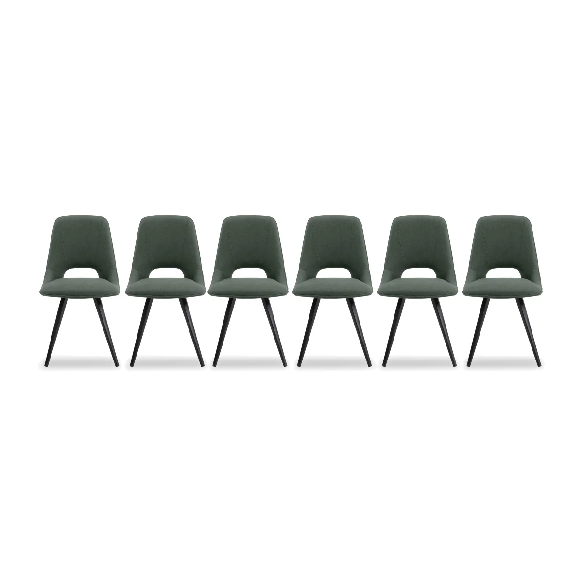 Matera Set of 6 Fabric Dining Chairs with Black Legs – image 1