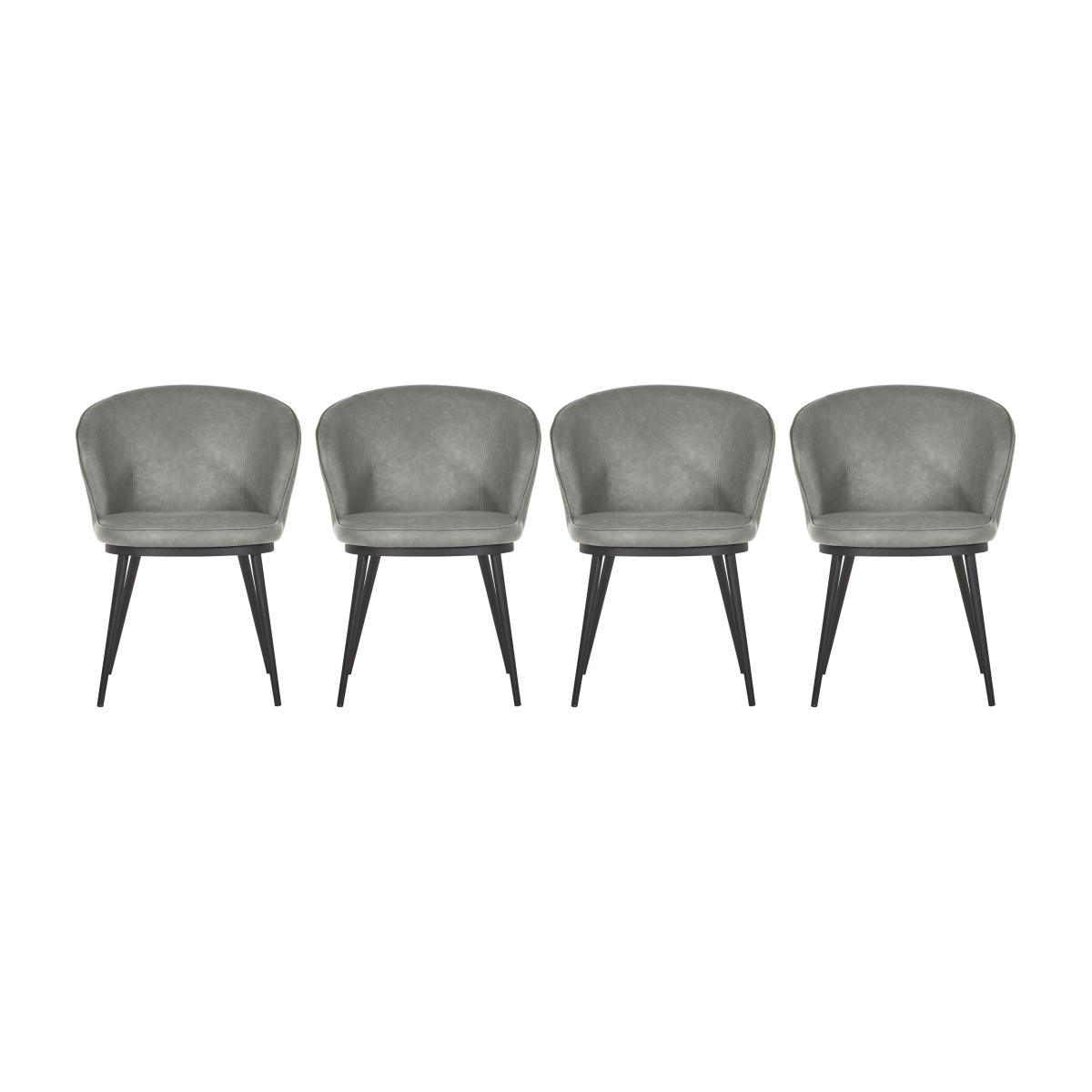 Hela Set of 4 Faux Leather Curved Dining Chairs with Metal Legs – image 1