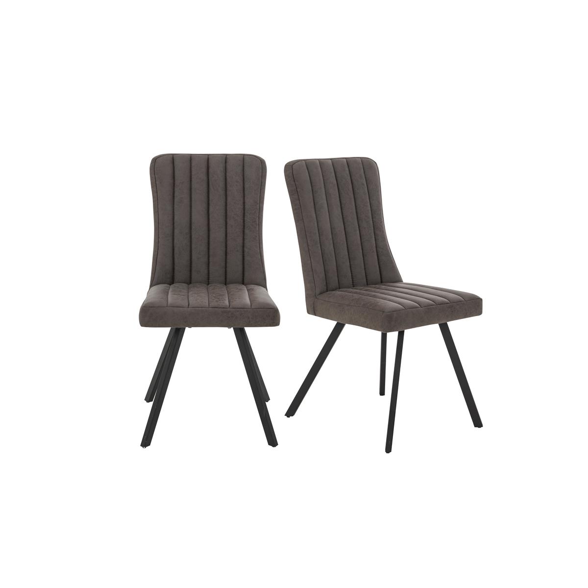 Kingswood Pair of Grey Faux Leather Dining Chairs - Grey – image 4
