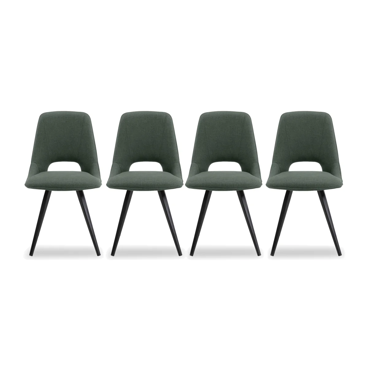 Matera Set of 4 Fabric Dining Chairs with Black Legs – image 1