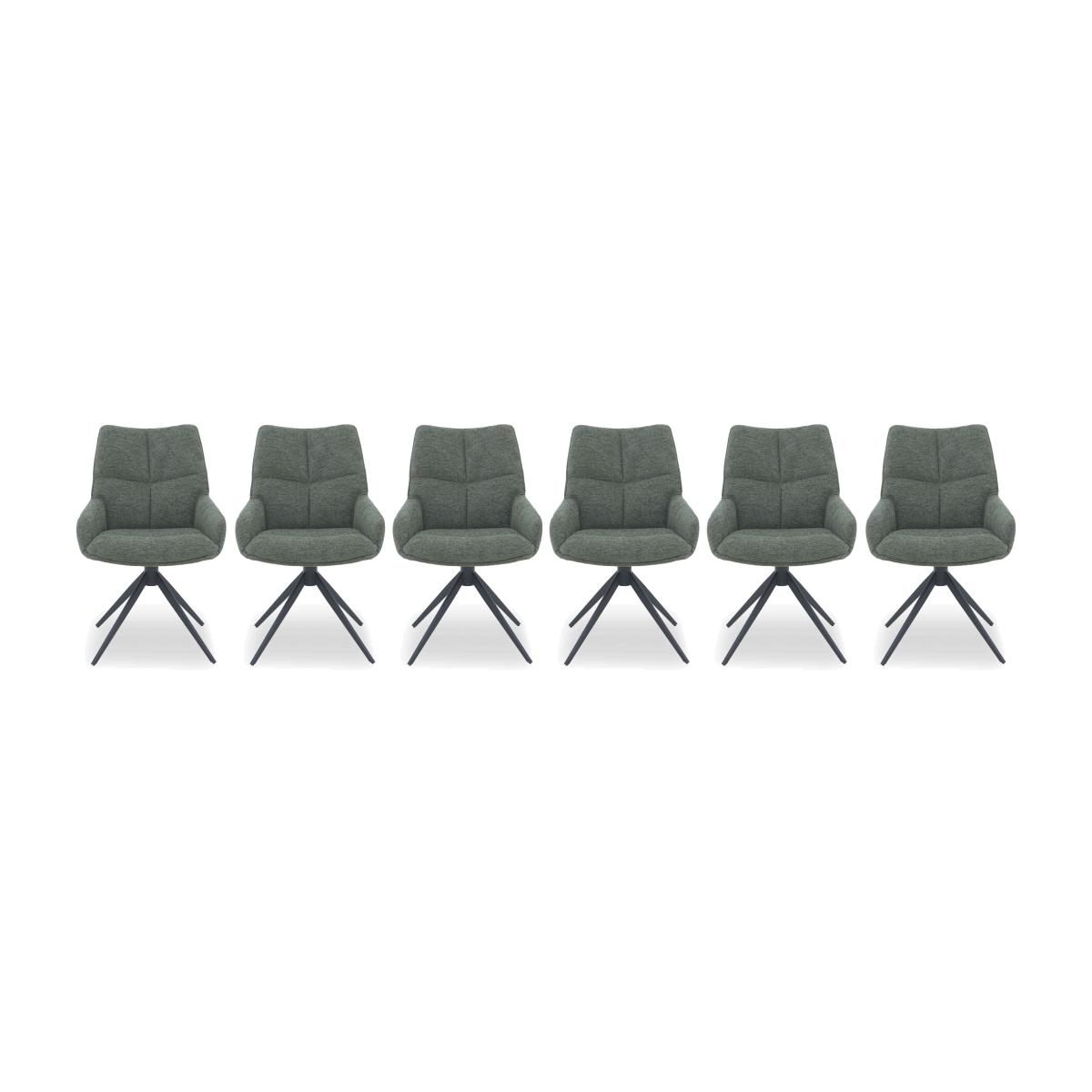 Kiara Set of 6 Fabric Swivel Dining Chairs - Forest – image 1