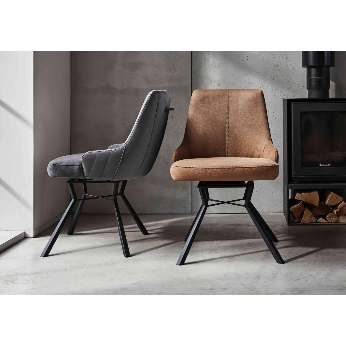 Habufa - Cleveland Set of 4 Swivel Dining Chairs - Anthracite – image 2