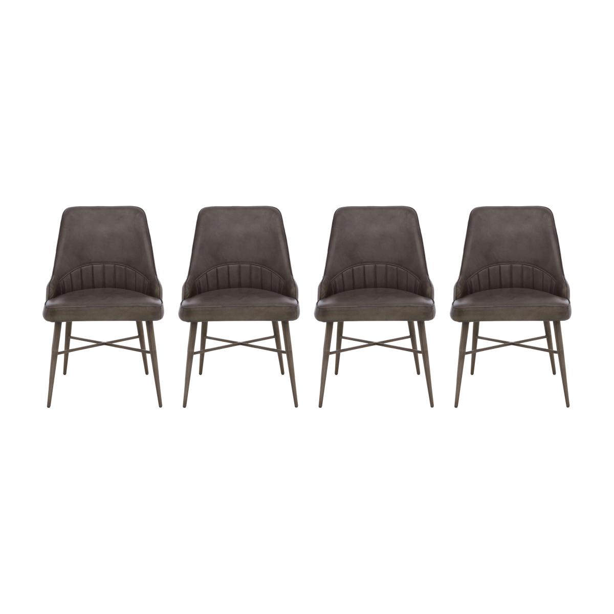 Val Set of 4 Leather Dining Chairs - Grey – image 1