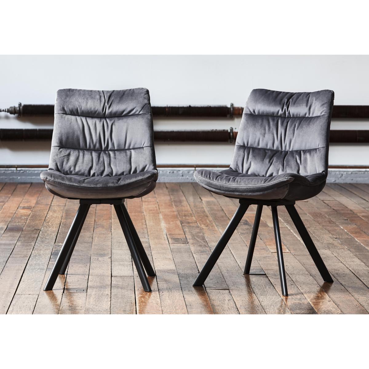 Diego Pair of Velvet Dining Chairs - Grey – image 2