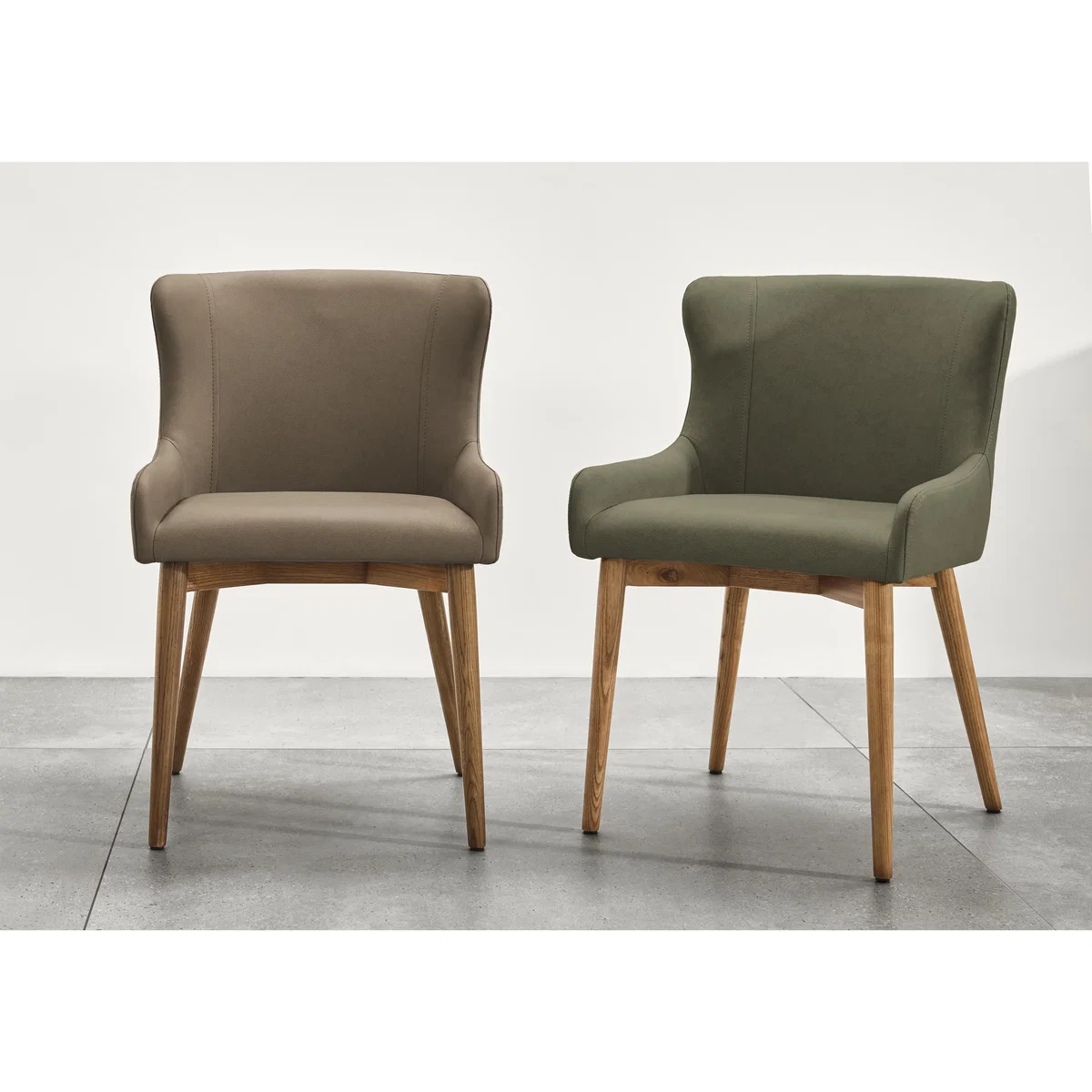 Sansa Set of 6 Faux Leather Dining Chairs with Wooden Legs - Taupe - In Time for Christmas – image 2