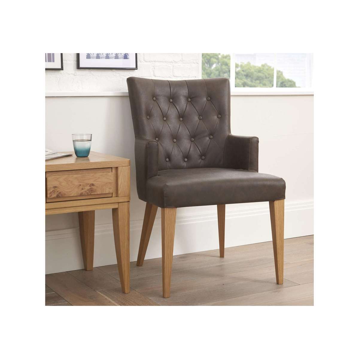 Dorset Pair of Faux Leather Dining Armchairs – image 4