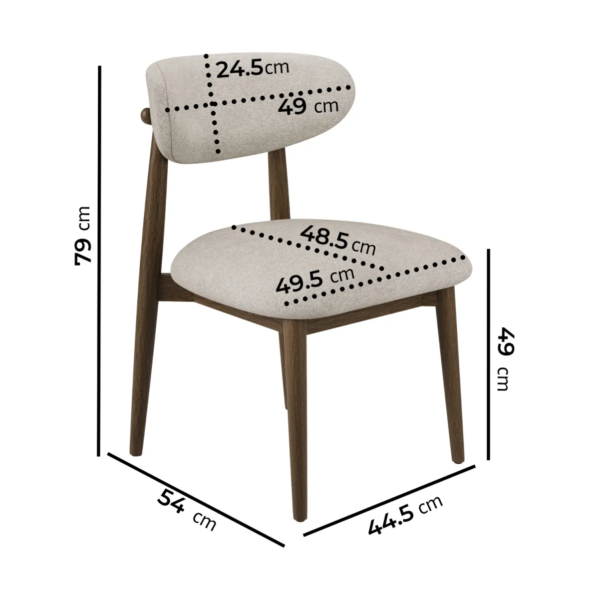 Walnut and Beige Upholstered Curved Dining Chair with Open Back - Kori – image 2