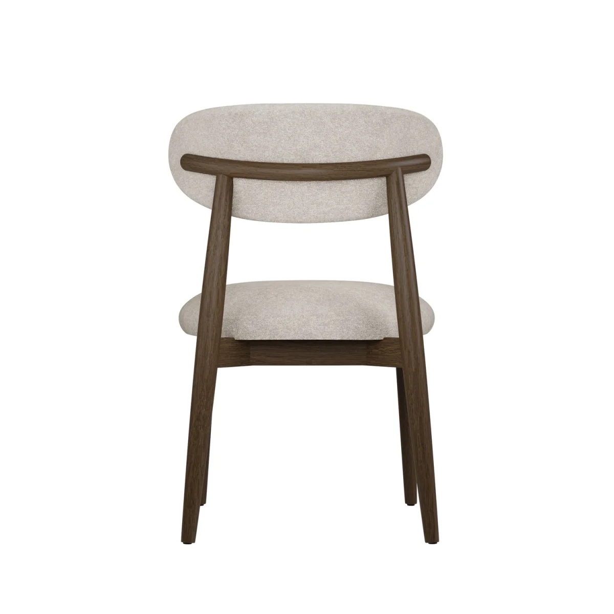 Walnut and Beige Upholstered Curved Dining Chair with Open Back - Kori – image 4