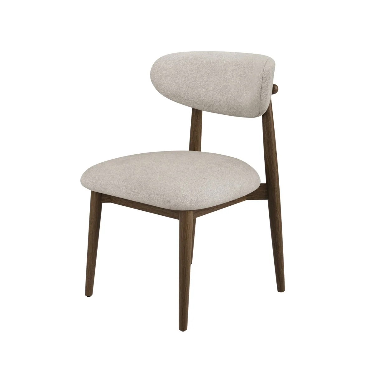 Walnut and Beige Upholstered Curved Dining Chair with Open Back - Kori – image 5