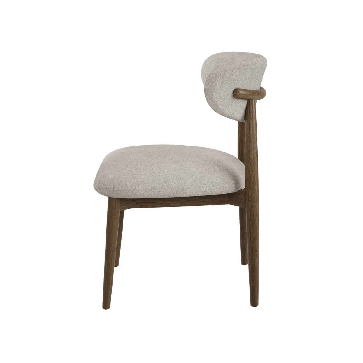 Walnut and Beige Upholstered Curved Dining Chair with Open Back - Kori – image 6